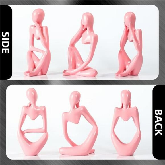 Gold Thinker Statue Abstract Resin Art Figurine Modern Shelf Home Decor - Picture 3 of 7